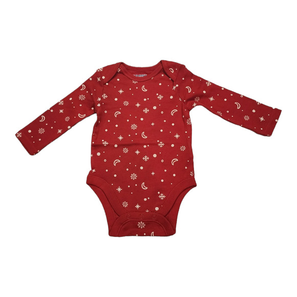 NWT Old Navy Unisex Long Sleeve Snowflake Bodysuit 3/6M - Picture 1 of 3